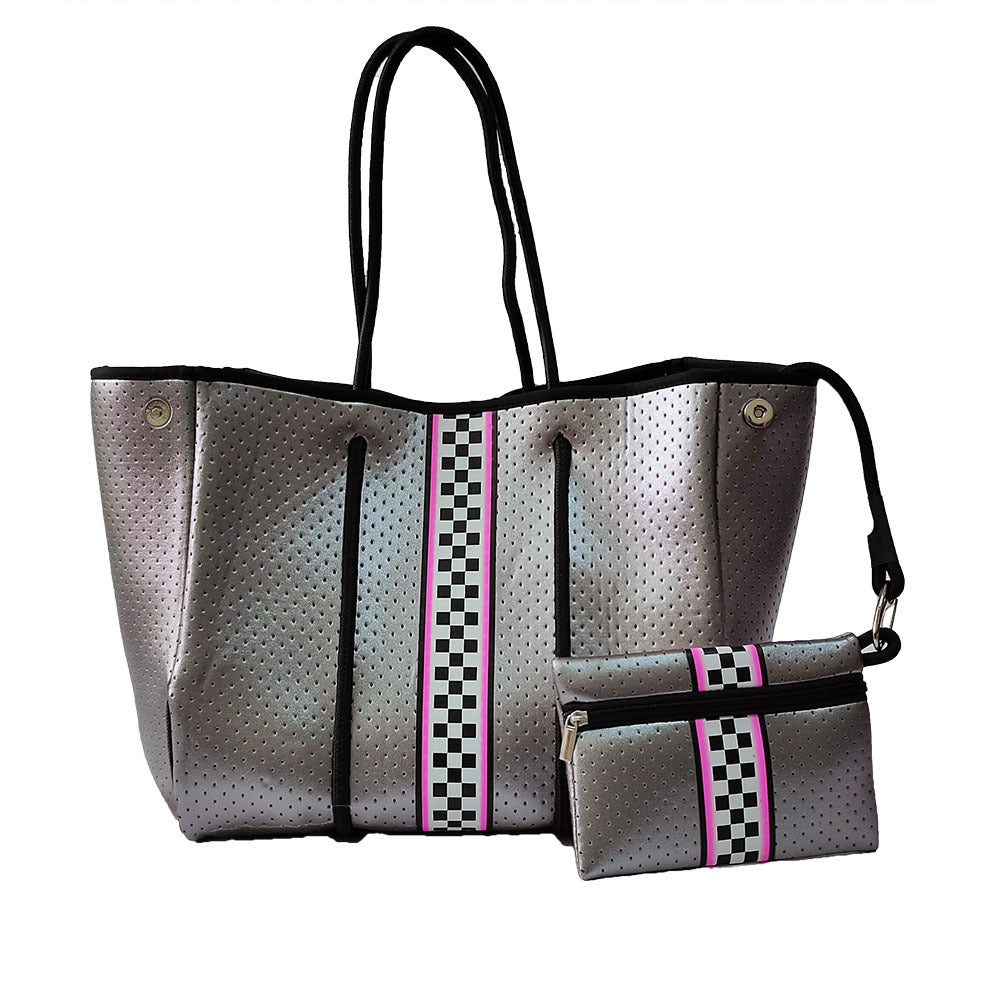 Neoprene Perforated Tote Set – Mother-Child Beach Bag, Water-Resistant Gym &amp; Swim Duffle
