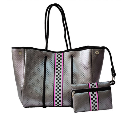 Neoprene Perforated Tote Set – Mother-Child Beach Bag, Water-Resistant Gym &amp; Swim Duffle