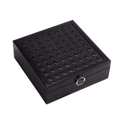 PU leather lockable mirror three-layer single-layer jewelry box