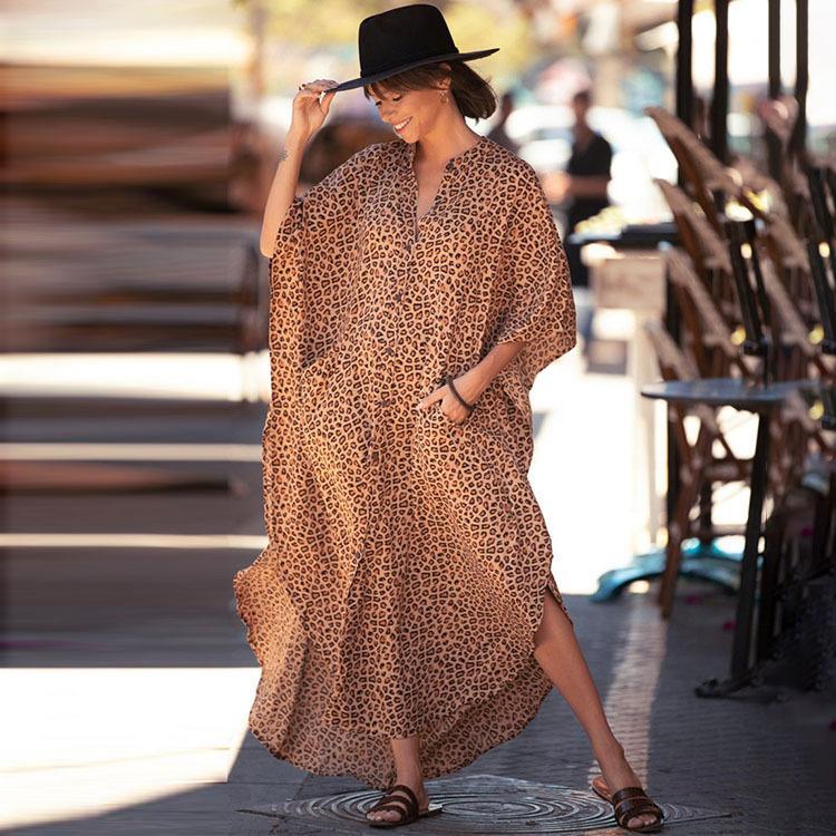 Black &amp; Brown Striped Beach Robe ¨C Sexy Single-Breasted Bikini Cover-Up, Vacation Kimono