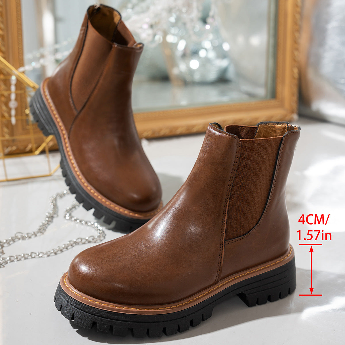 Platform Elastic Ankle Boots