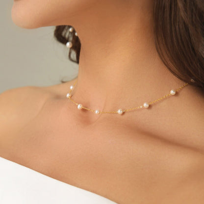 14K Gold Plated Herringbone Choker Necklace - Dainty Thin Snake Chain Layered Jewelry for Women