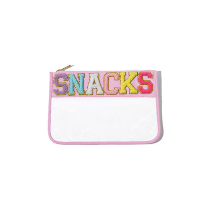 PVC transparent storage bag, embroidered letter cosmetic bag, wash storage towel embroidered file bag 2pcs,