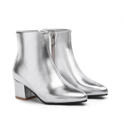Chunky Heel Ankle Boots with Zipper