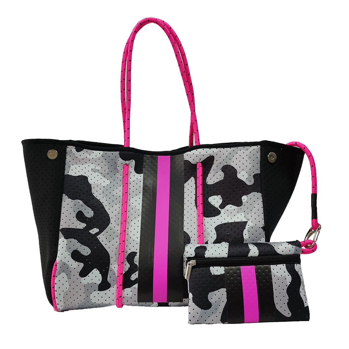 Neoprene Perforated Tote Set – Mother-Child Beach Bag, Water-Resistant Gym &amp; Swim Duffle