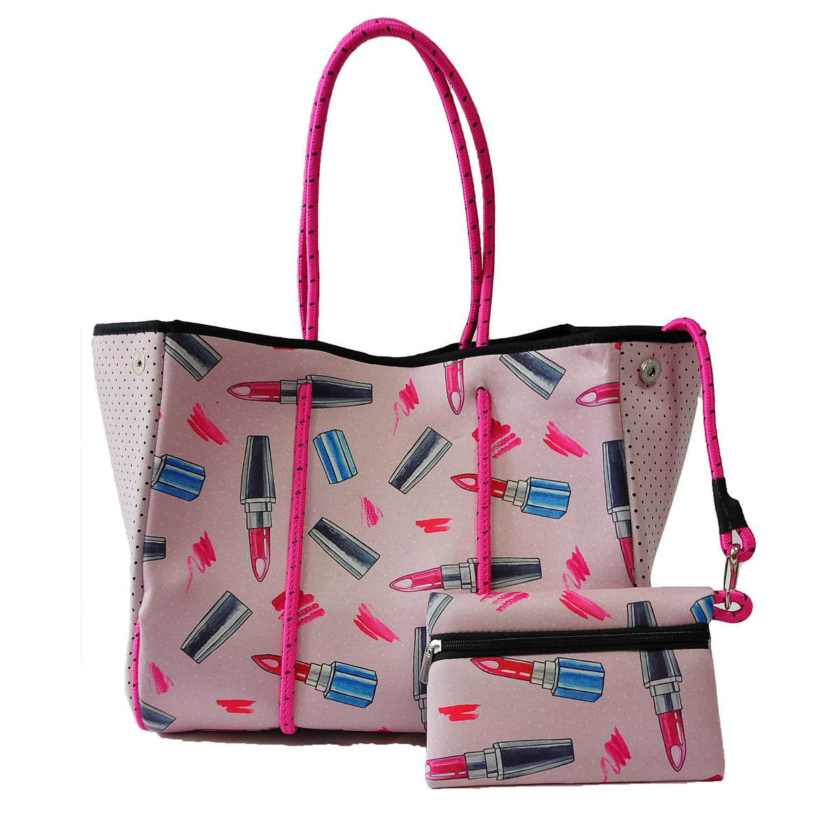 Neoprene Perforated Tote Set – Mother-Child Beach Bag, Water-Resistant Gym &amp; Swim Duffle