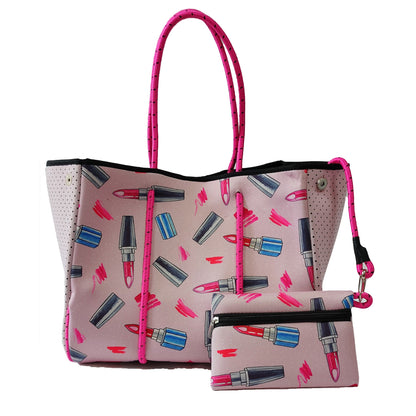 Neoprene Perforated Tote Set – Mother-Child Beach Bag, Water-Resistant Gym &amp; Swim Duffle