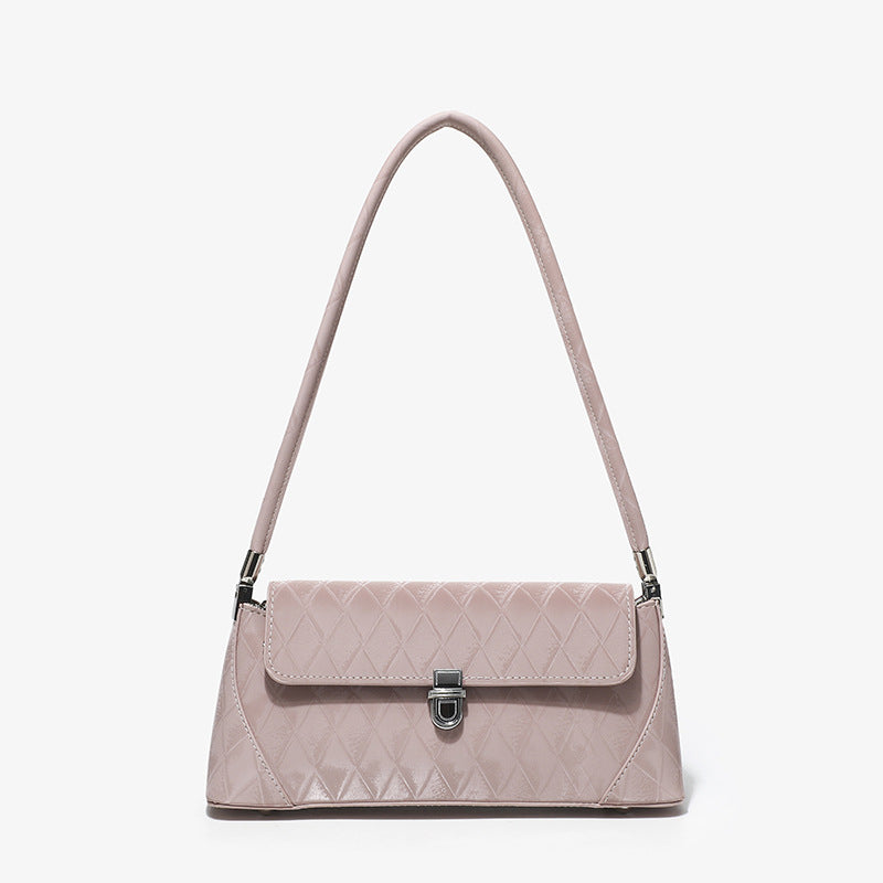 Small shoulder purse, pink baguette armpit bag, versatile diamond tote bag, simple shoulder bag