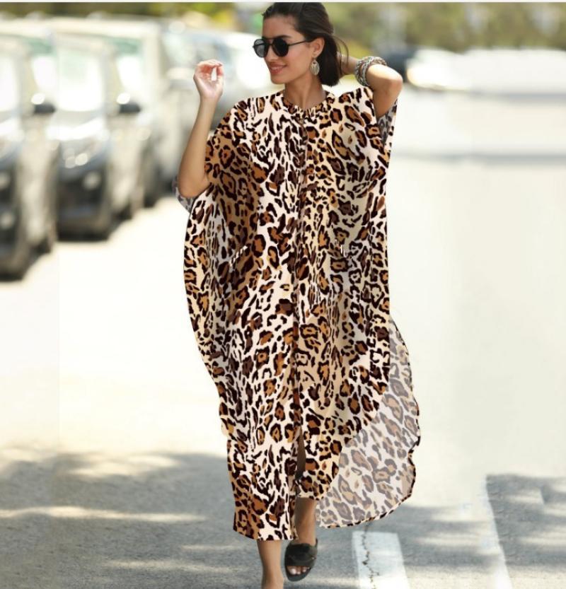 Black &amp; Brown Striped Beach Robe ¨C Sexy Single-Breasted Bikini Cover-Up, Vacation Kimono