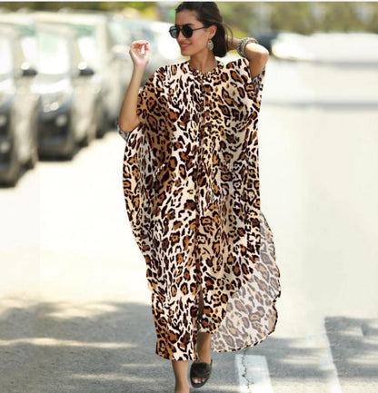 Black &amp; Brown Striped Beach Robe ¨C Sexy Single-Breasted Bikini Cover-Up, Vacation Kimono