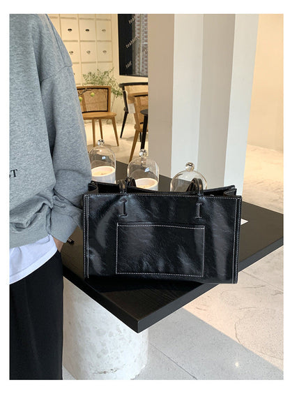 stylish tote bag, large capacity shoulder bag, tote bag chic, casual women&