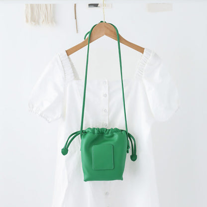 Soft PU Cute Mini Mobile Phone Bag - Fashionable Pleated Shoulder Women&