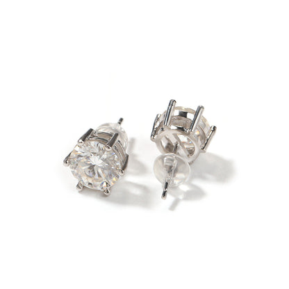 Hip-hop 925 silver moissanite six-prong earrings