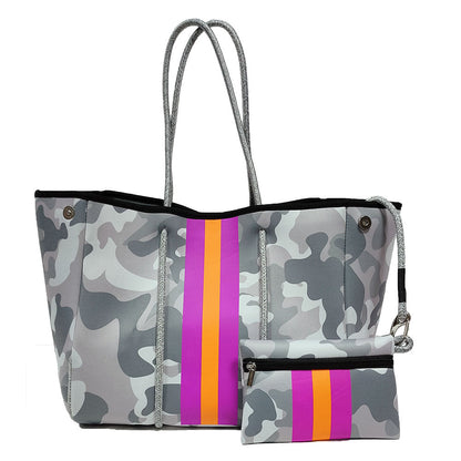 Neoprene Perforated Tote Set – Mother-Child Beach Bag, Water-Resistant Gym &amp; Swim Duffle