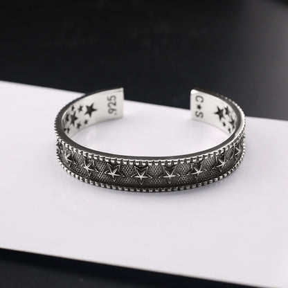 Retro five-pointed star open bracelet