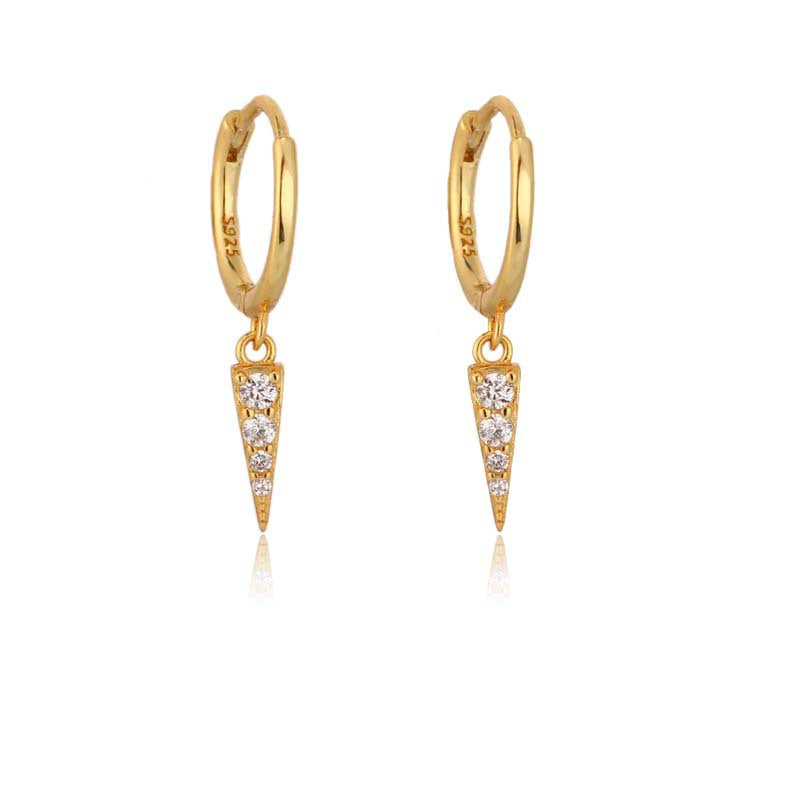 Flash Diamond Triangle Cone Earrings - Punk Style Women&