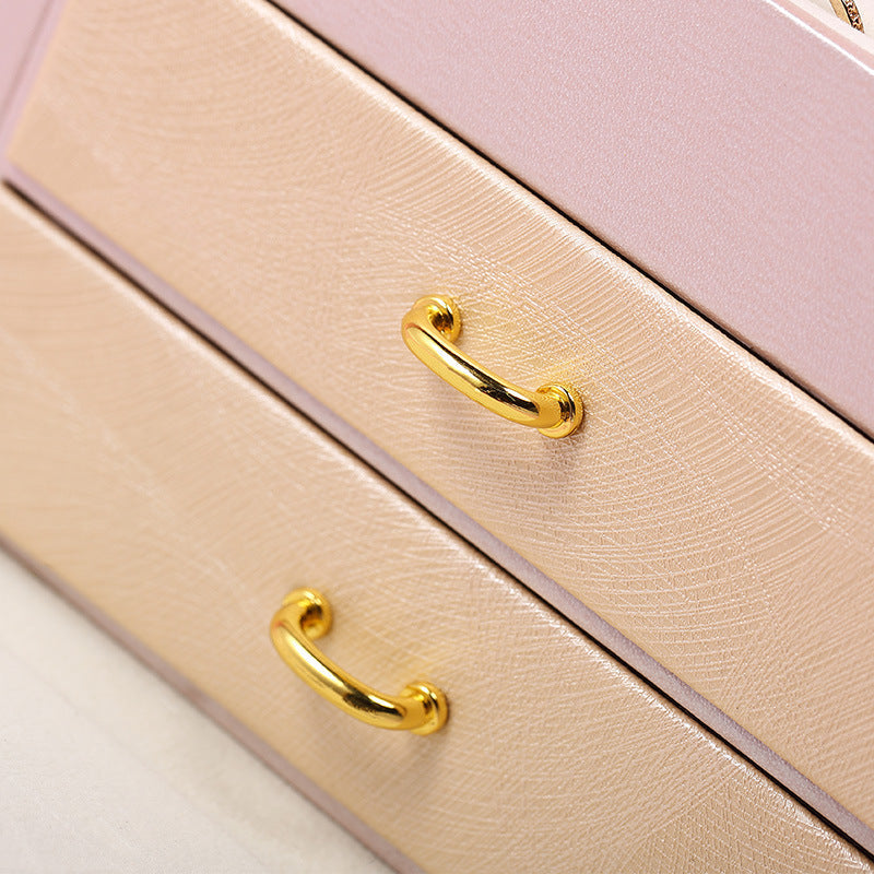 PU leather dustproof large capacity drawer jewelry box