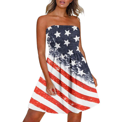 Printed Chest Wrap Dress Summer 3d Dress