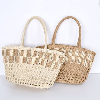 Hollow-Out Handwoven Straw Bag – Women&
