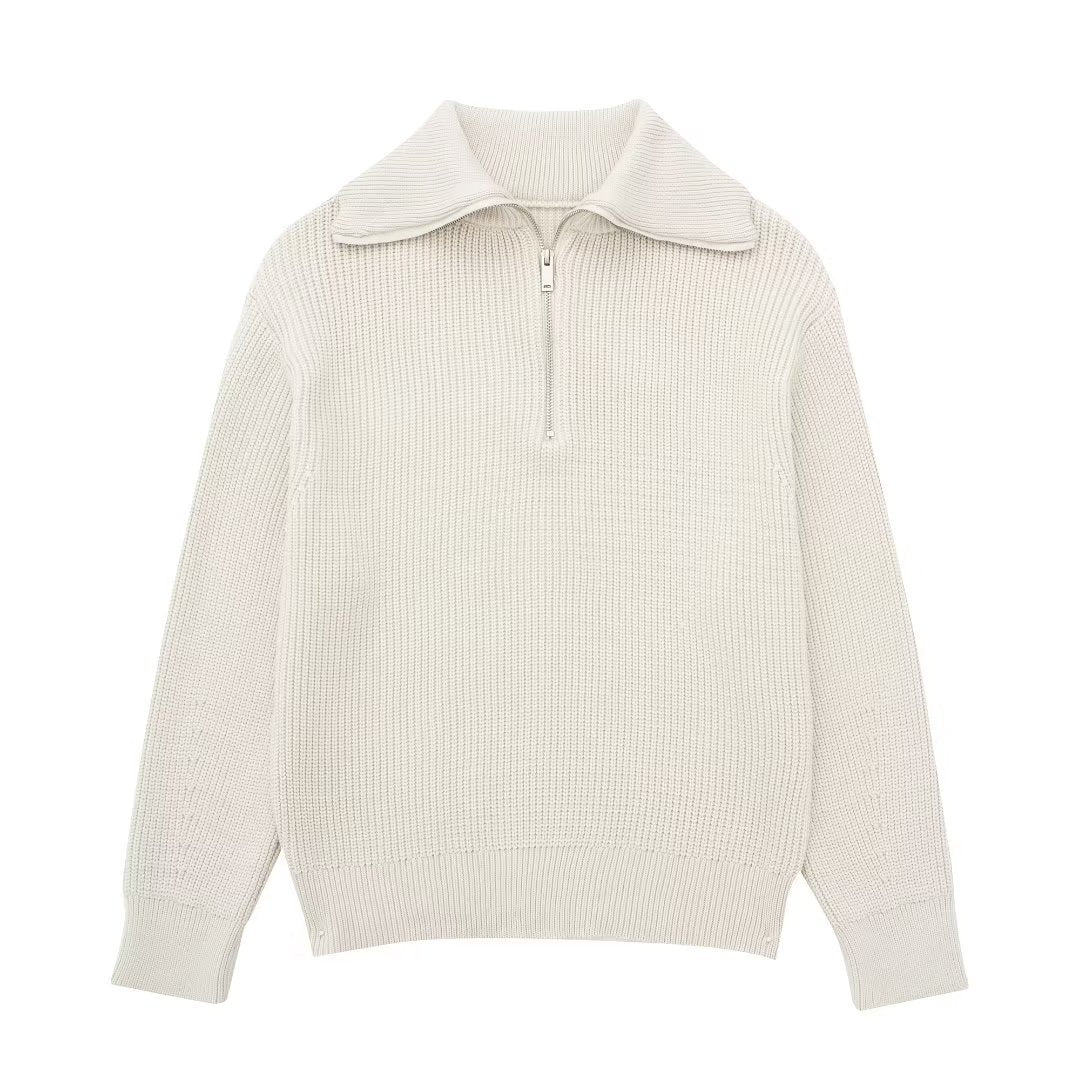 Casual All-match Open Collar Wool Sweater