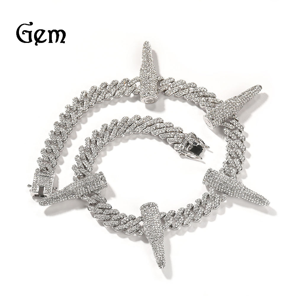 Hip-hop diamond-encrusted black panther necklace