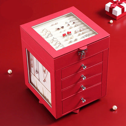 Five-layer detachable transparent rotating drawer jewelry armoire