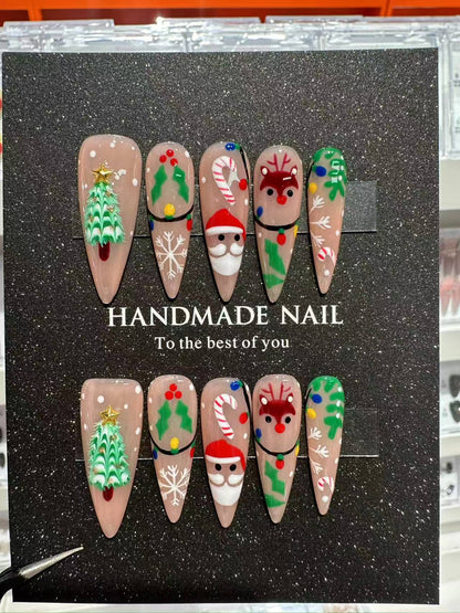 Christmas handmade nail wear temperament gentle nail art nail patch