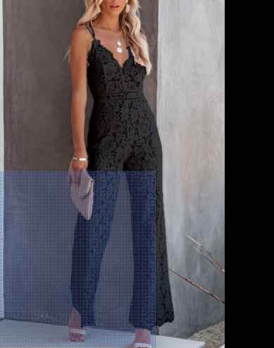 Deep V-Neck Spaghetti Strap Jumpsuit for Women