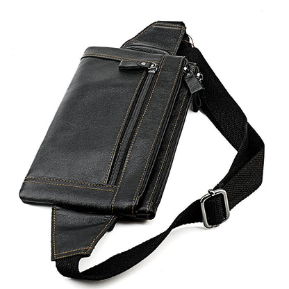 Multifunctional Genuine Leather Chest Bag &amp; Waist Bag for Men and Women – Fanny Pack for Travel, Sports, Running, and Holidays with Multiple Pockets