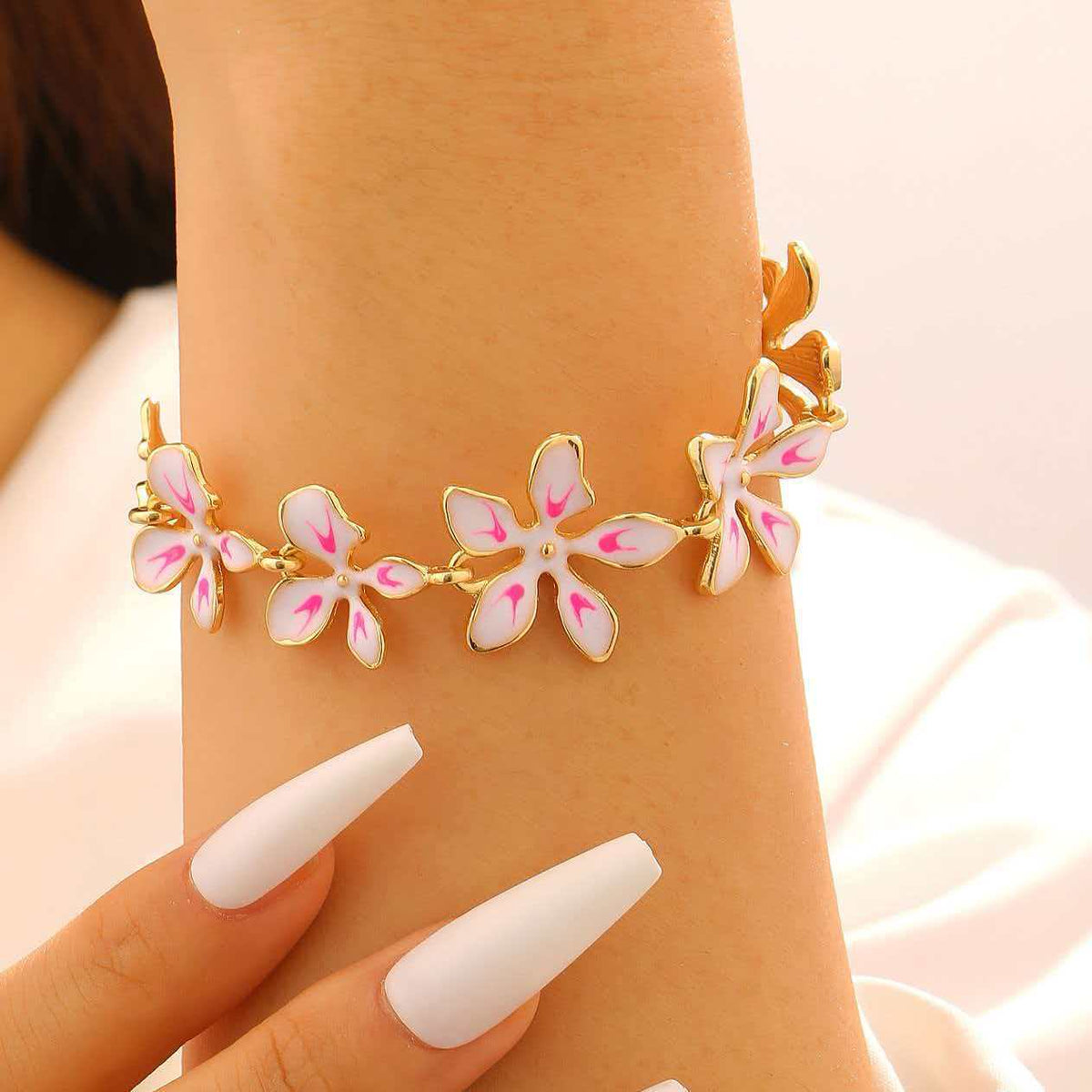 Fashion Geometric Flower 3D Vacation Style Necklace &amp; Bracelet Set