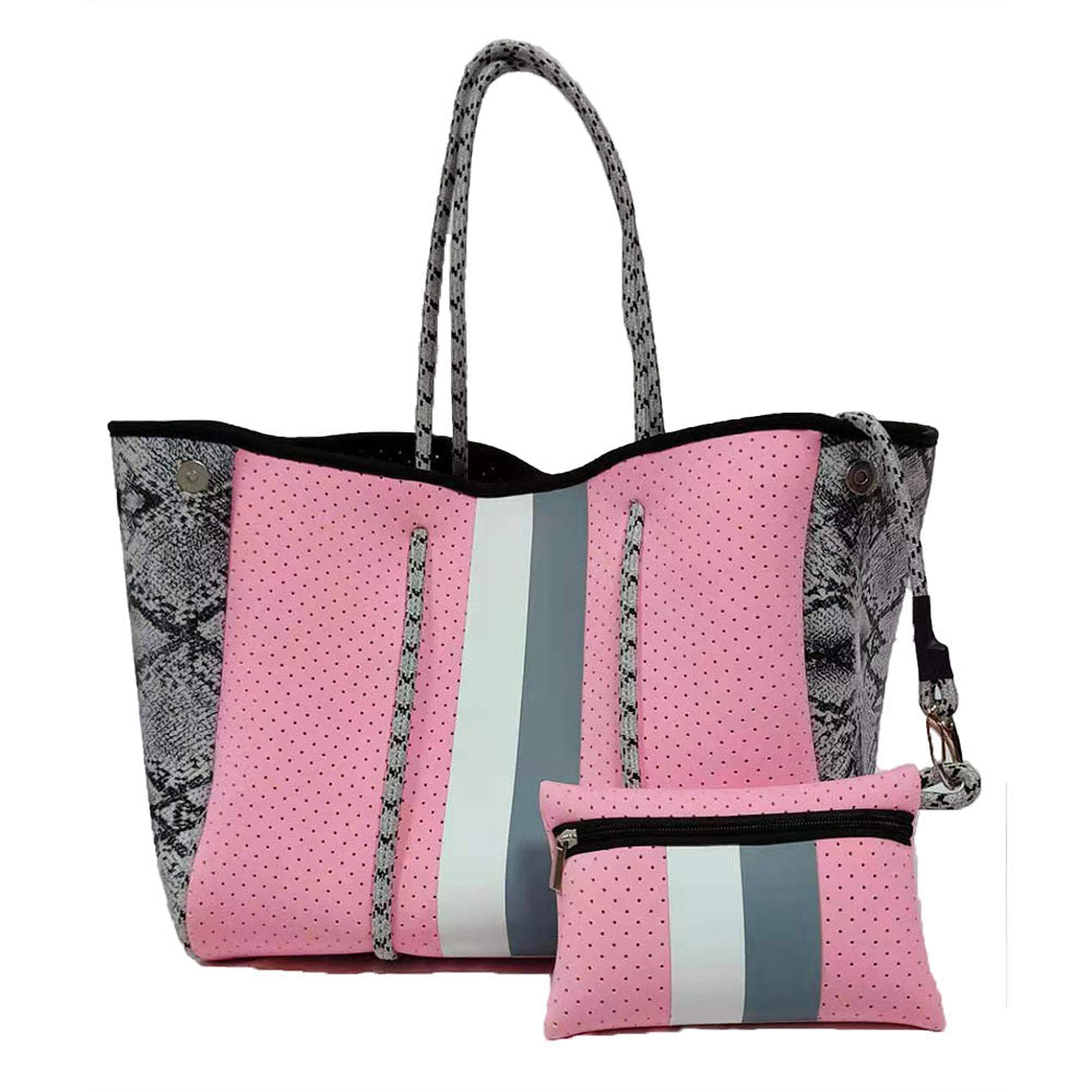 Neoprene Perforated Tote Set – Mother-Child Beach Bag, Water-Resistant Gym &amp; Swim Duffle