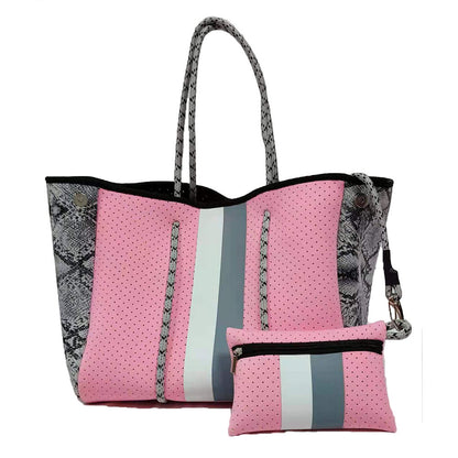Neoprene Perforated Tote Set – Mother-Child Beach Bag, Water-Resistant Gym &amp; Swim Duffle
