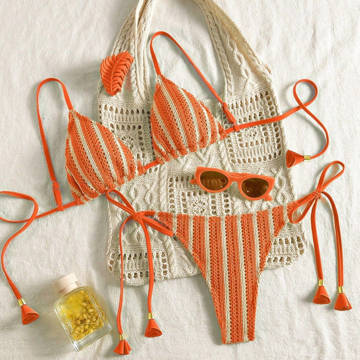 Bikini Set Special Multi color Double Strap Swimsuit Women&