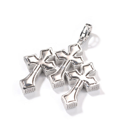 Retro Cross Square Zircon Inlay Necklace