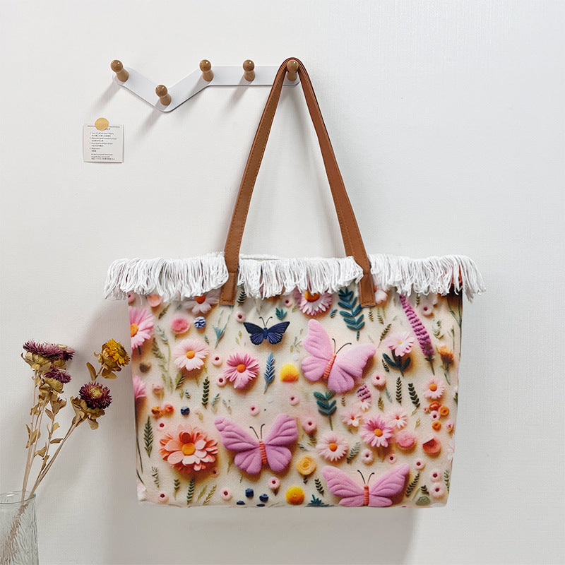 3D Print Fringe Bag – Reversible Large Beach Tote, Women&