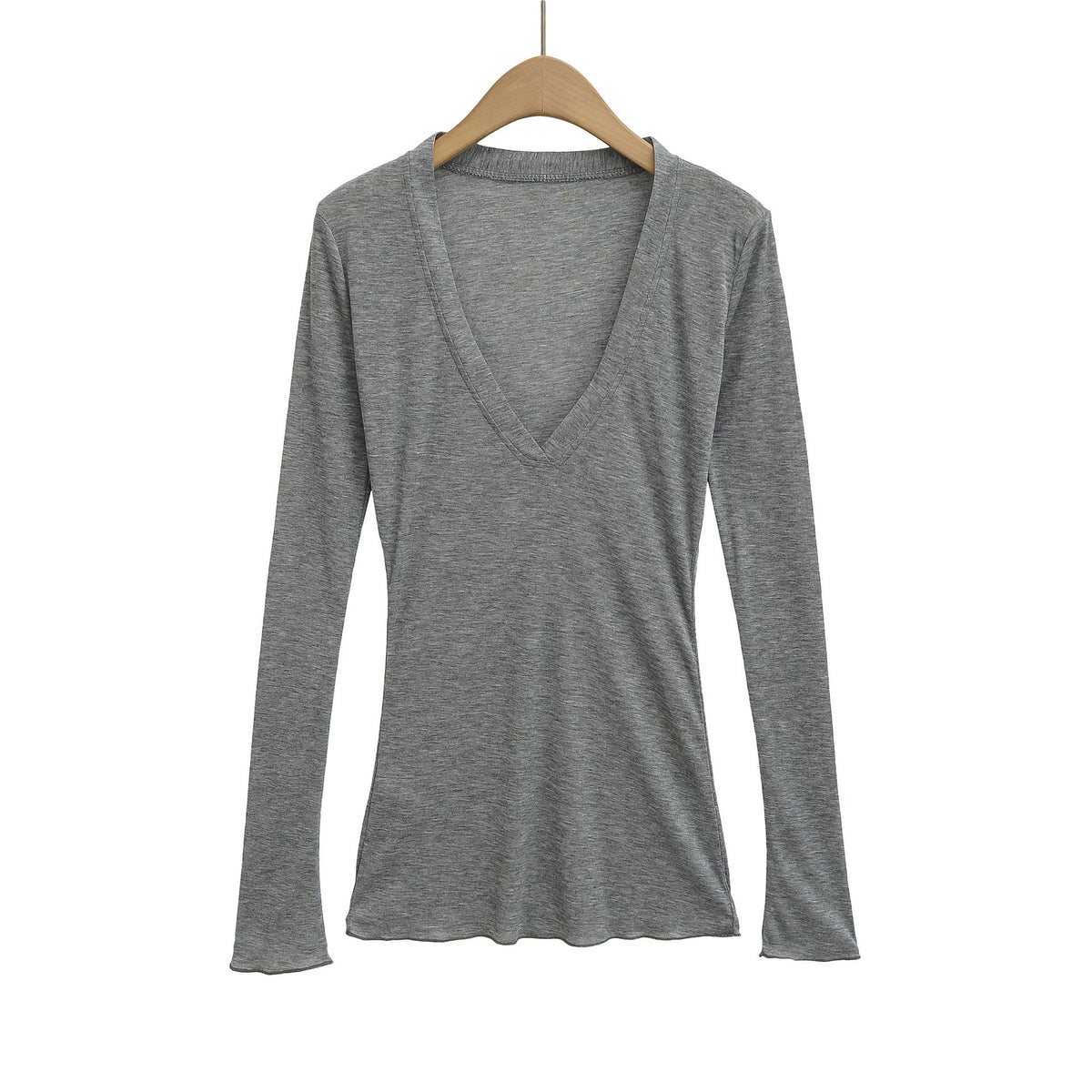 Deep V Neck Sheer T-Shirt