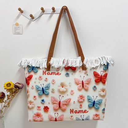 3D Print Fringe Bag – Reversible Large Beach Tote, Women&