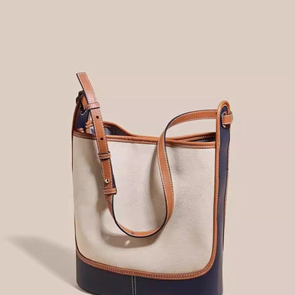 Stylish Denim Blue Canvas Bucket Bag - Women&