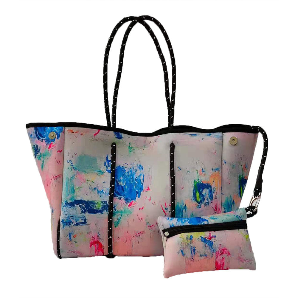 Neoprene Perforated Tote Set – Mother-Child Beach Bag, Water-Resistant Gym &amp; Swim Duffle