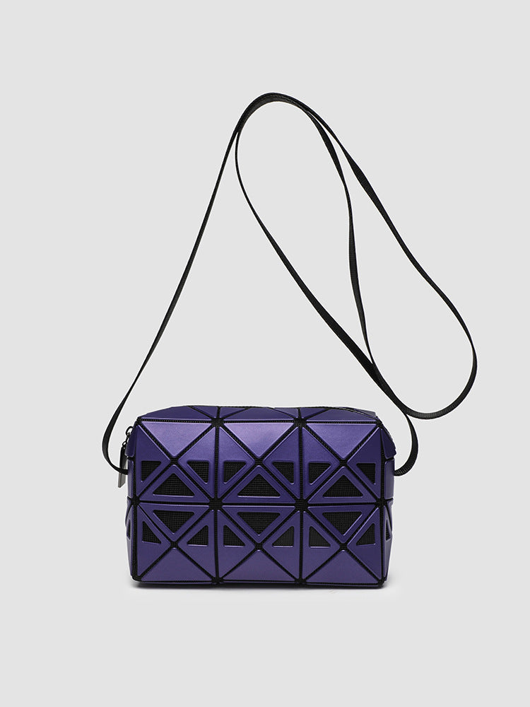 Fashion mini square box, hollow geometric design splicing crossbody bag, fashion commuter shoulder Crossbody bag, small square purse