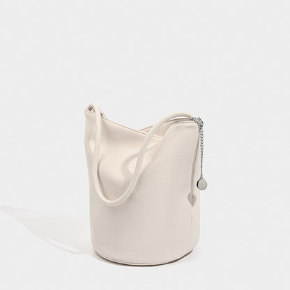 Retro soft leather bucket bag, women&