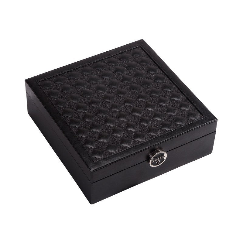 PU leather lockable mirror three-layer single-layer jewelry box