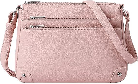 Small crossbody bag for women, shoulder bag multi-zip pocket bag, classic function messenger bag