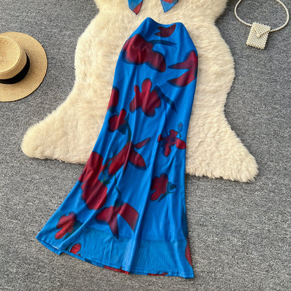 Vacation Printed Crop Top &amp; High-Waist Skirt Set – Sexy Summer Two-Piece, Coachella Fashion Suit