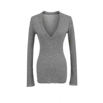 Deep V Neck Sheer T-Shirt
