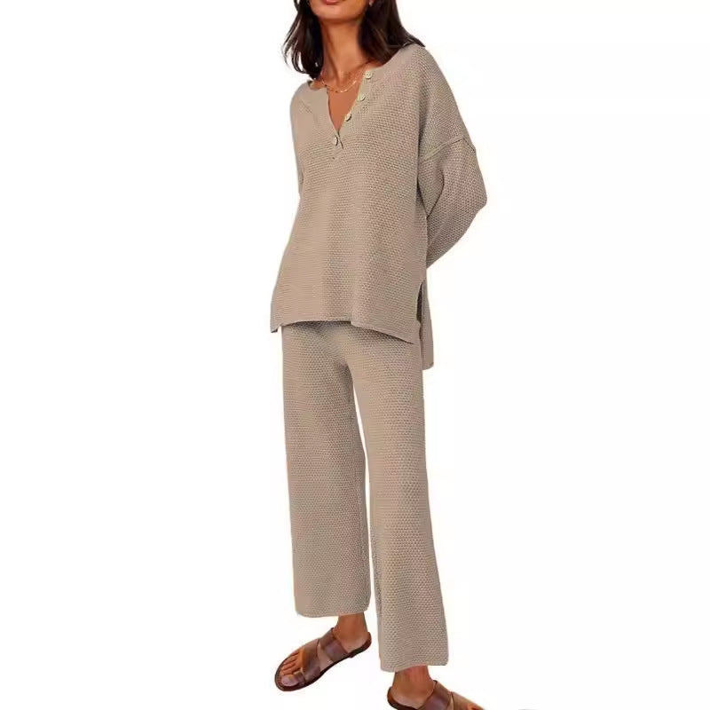 Solid Color Loose Leisure Two-Piece Set