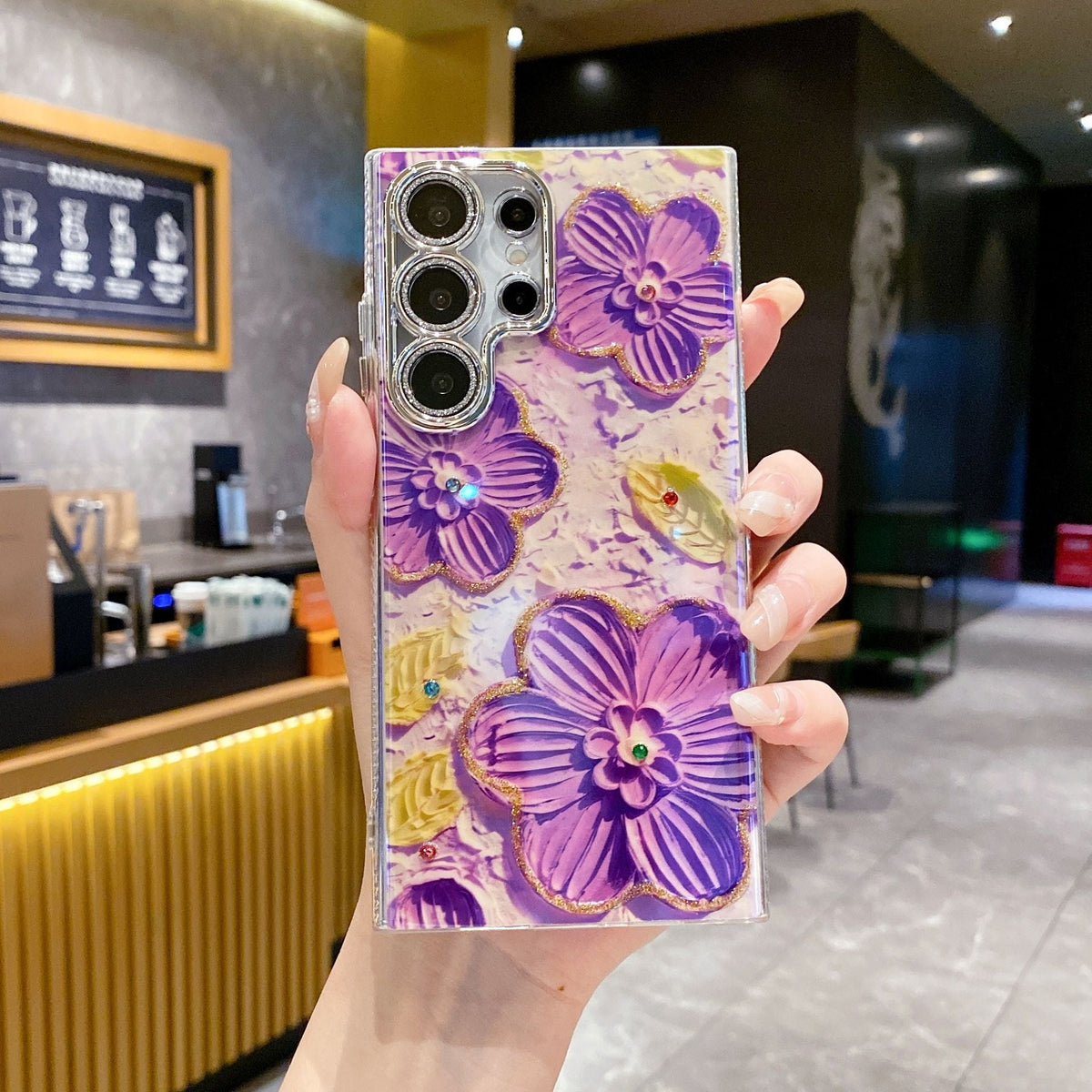 Luxury Rhinestone Flower Phone Case