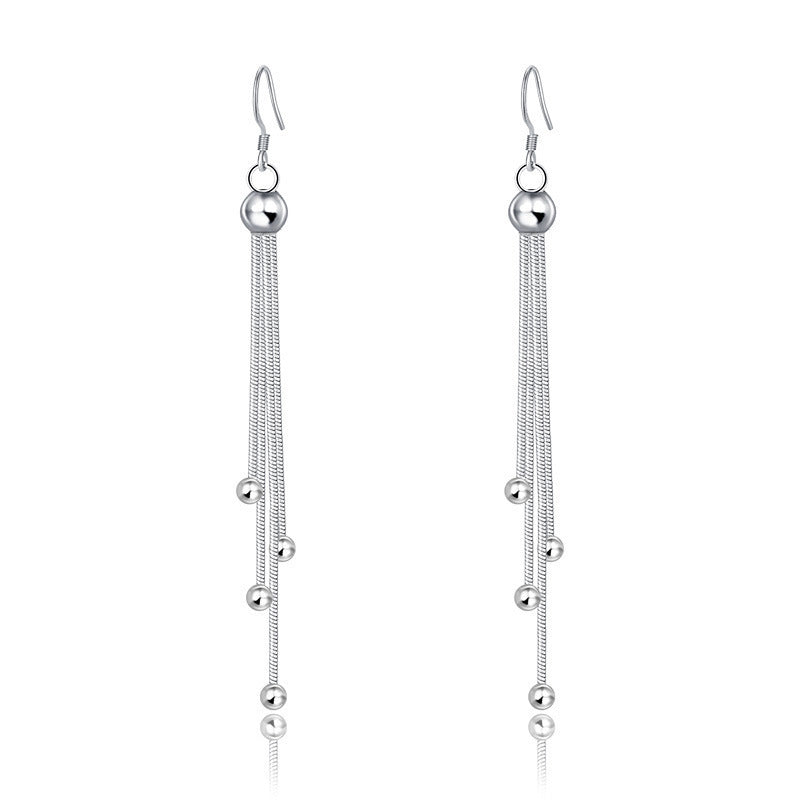 Long Beaded Fringe Earrings