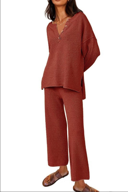 Solid Color Loose Leisure Two-Piece Set