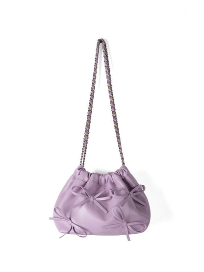 Commuter versatile chain bag, bow soft leather crossbody bag women, spring fashion shoulder crossbody bag